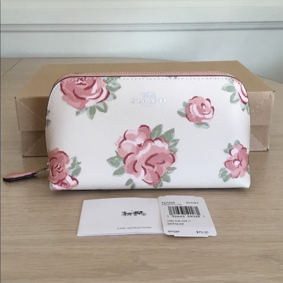 🌸Coach Cosmetic Case 17 In Chalk Multi Petal NWT. - Picture 2 of 6